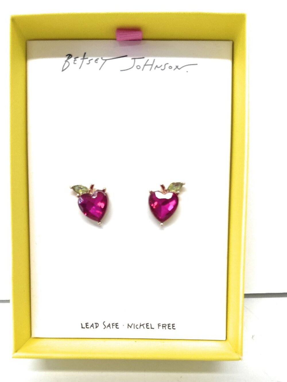 Betsey Johnson small Apple ear rings, Beautiful Red color, for pierced ears.